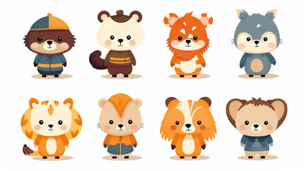 Fototapeta premium Children against a white background dressed like adorable animals 