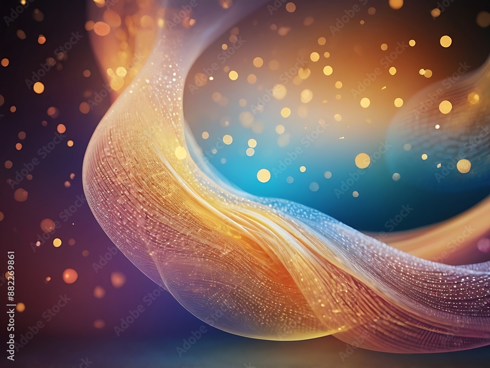 Aufkleber abstract waving particle technology background, dynamic curve science background