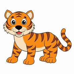 Tiger Vector Illustration, Lion Vector Art, Tiger Silhouette, Tiger cartoon  Character