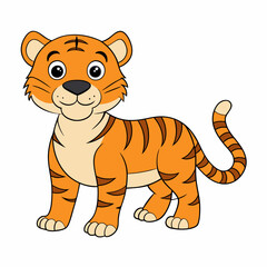 Tiger Vector Illustration, Lion Vector Art, Tiger Silhouette, Tiger cartoon  Character