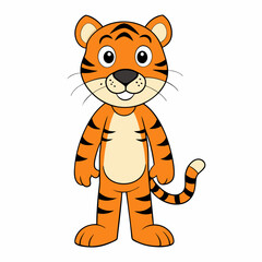 Tiger Vector Illustration, Lion Vector Art, Tiger Silhouette, Tiger cartoon  Character