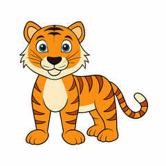 Tiger Vector Illustration, Lion Vector Art, Tiger Silhouette, Tiger cartoon  Character