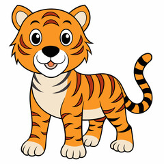 Tiger Vector Illustration, Lion Vector Art, Tiger Silhouette, Tiger cartoon  Character