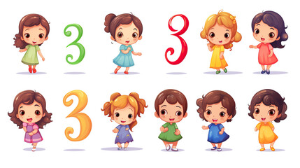 Children are going to learn how to count on a white background. 