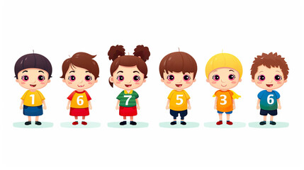 Children are going to learn how to count on a white background. 