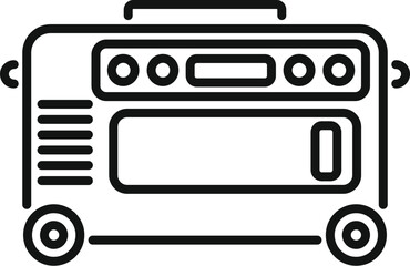 Line art icon of a portable power generator, a device that converts mechanical energy into electrical energy