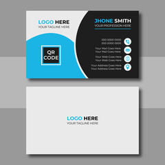 Modern business card design . double sided business card design template . blue color business card design