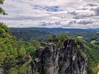 The Bastei is a rock formationin in the Elbe Sandstone Mountains of Germany.