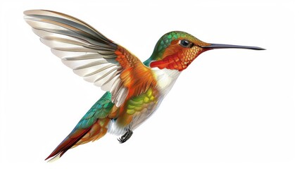 Fototapeta premium graceful hummingbird in flight isolated on white ai generated nature illustration