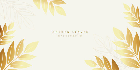 Elegant gradient golden leaves branch pattern background