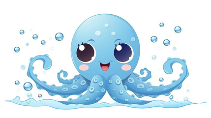 Underwater octopus alone in a sea of pure white