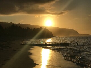 sunset over the river
