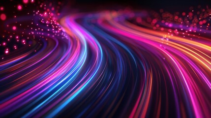 Futuristic Digital Data Flow Background with Neon Lights