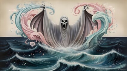 A mysterious, alluring specter emerges from the depths of a dark Generative AI