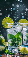 Refrescante Mojito de Hortelã com Limão e Folhas de Hortelã Frescas