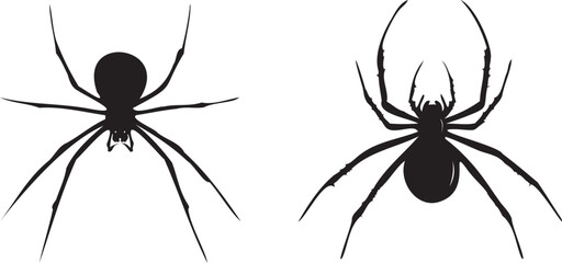 set of black spider silhouette