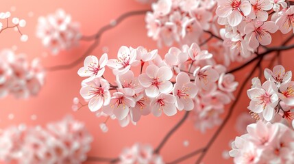 floral print design, elegant and sophisticated blush pink background with a delicate cherry blossom pattern for a graceful touch