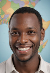 Obraz premium Portrait view of a regular happy smiling Africa man, ultra realistic, candid, social media, avatar image, plain solid background