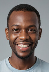 Obraz premium Portrait view of a regular happy smiling Angola man, ultra realistic, candid, social media, avatar image, plain solid background