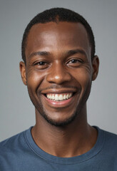 Obraz premium Portrait view of a regular happy smiling Angola man, ultra realistic, candid, social media, avatar image, plain solid background