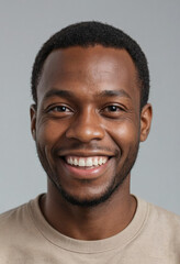 Obraz premium Portrait view of a regular happy smiling Angola man, ultra realistic, candid, social media, avatar image, plain solid background