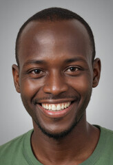 Obraz premium Portrait view of a regular happy smiling Burundi man, ultra realistic, candid, social media, avatar image, plain solid background