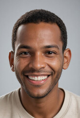 Obraz premium Portrait view of a regular happy smiling Cabo Verde man, ultra realistic, candid, social media, avatar image, plain solid background