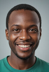 Obraz premium Portrait view of a regular happy smiling Cameroon man, ultra realistic, candid, social media, avatar image, plain solid background