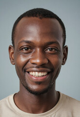 Obraz premium Portrait view of a regular happy smiling Central African Republic man, ultra realistic, candid, social media, avatar image, plain solid background