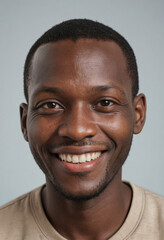 Obraz premium Portrait view of a regular happy smiling Central African Republic man, ultra realistic, candid, social media, avatar image, plain solid background