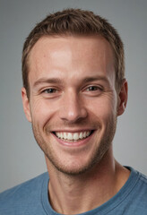 Obraz premium Portrait view of a regular happy smiling Chad man, ultra realistic, candid, social media, avatar image, plain solid background