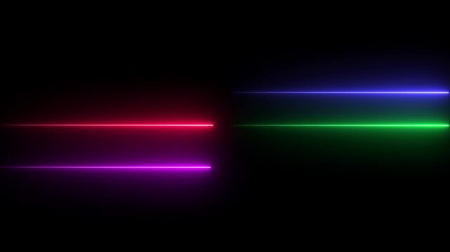 Neon line colorful animation in blac backround
