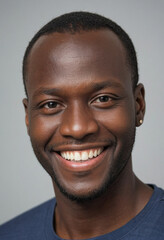 Obraz premium Portrait view of a regular happy smiling C?te d Ivoire man, ultra realistic, candid, social media, avatar image, plain solid background