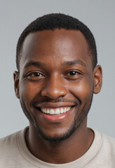 Obraz premium Portrait view of a regular happy smiling Gabon man, ultra realistic, candid, social media, avatar image, plain solid background