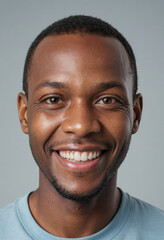 Fototapeta premium Portrait view of a regular happy smiling South Africa man, ultra realistic, candid, social media, avatar image, plain solid background