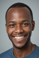 Obraz premium Portrait view of a regular happy smiling South Africa man, ultra realistic, candid, social media, avatar image, plain solid background