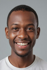 Fototapeta premium Portrait view of a regular happy smiling Togo man, ultra realistic, candid, social media, avatar image, plain solid background