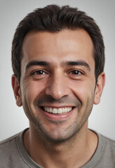 Obraz premium Portrait view of a regular happy smiling Armenia man, ultra realistic, candid, social media, avatar image, plain solid background