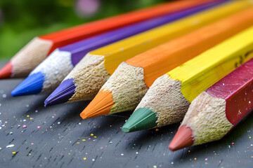 Obraz premium pencils on a wooden table
