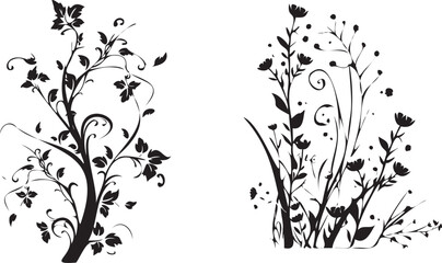 Abstract floral black silhouette 