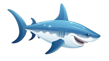 Obraz premium Shark isolated in deep blue sea against a stark white background