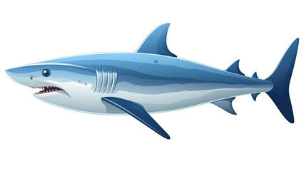 Obraz premium Shark isolated in deep blue sea against a stark white background