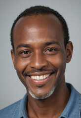 Obraz premium Portrait view of a regular happy smiling Antigua and Barbuda man, ultra realistic, candid, social media, avatar image, plain solid background