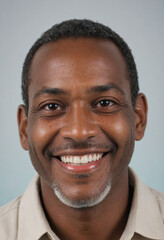 Obraz premium Portrait view of a regular happy smiling Antigua and Barbuda man, ultra realistic, candid, social media, avatar image, plain solid background