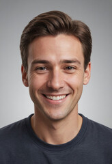 Fototapeta premium Portrait view of a regular happy smiling Canada man, ultra realistic, candid, social media, avatar image, plain solid background