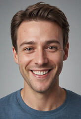 Obraz premium Portrait view of a regular happy smiling Canada man, ultra realistic, candid, social media, avatar image, plain solid background