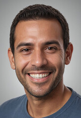 Obraz premium Portrait view of a regular happy smiling Costa Rica man, ultra realistic, candid, social media, avatar image, plain solid background