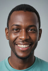 Obraz premium Portrait view of a regular happy smiling Grenada man, ultra realistic, candid, social media, avatar image, plain solid background