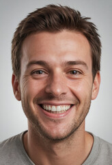 Obraz premium Portrait view of a regular happy smiling Australia man, ultra realistic, candid, social media, avatar image, plain solid background