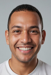 Fototapeta premium Portrait view of a regular happy smiling Tonga man, ultra realistic, candid, social media, avatar image, plain solid background